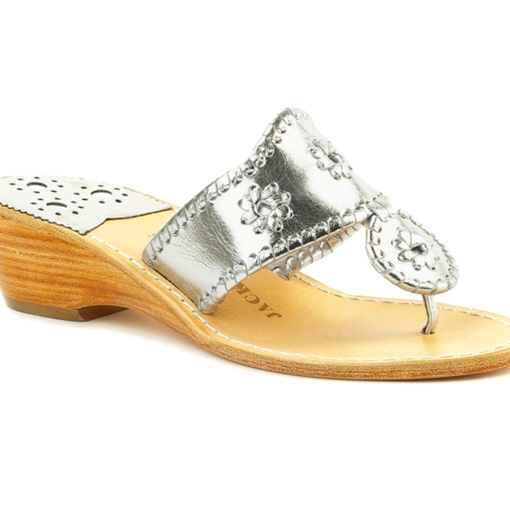 Jack Rogers Navajo Mid Wedge Sandals in silver